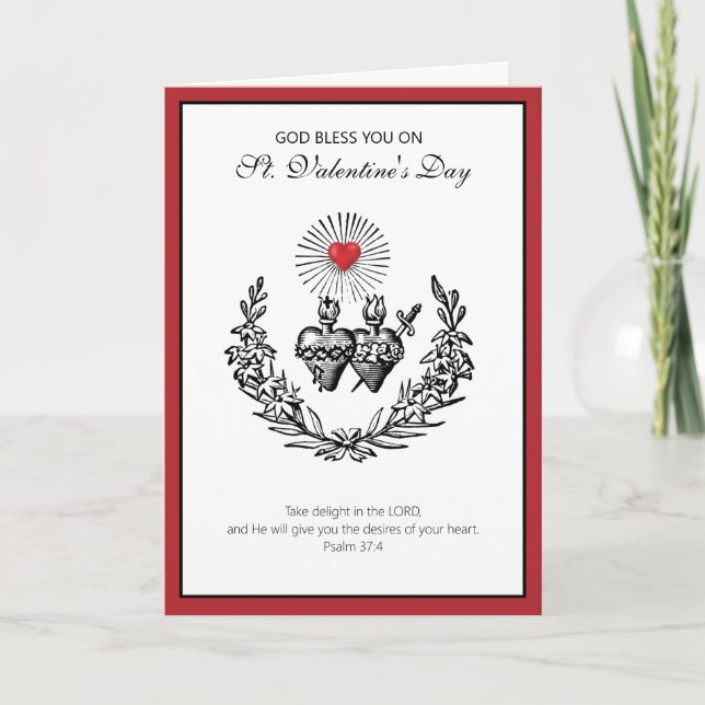 Cartes Pour Fêtes Annuelles Saint Valentin Jésus catholique Sacré Coeur (Devant)