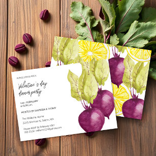 Cartes Pour Fêtes Annuelles Saint Valentin`Jour de dîner Aquarelle Bettroot