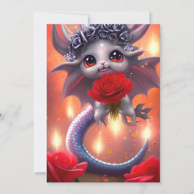 Cartes Pour Fêtes Annuelles Saint Valentin Kawaii Dragon (Devant)