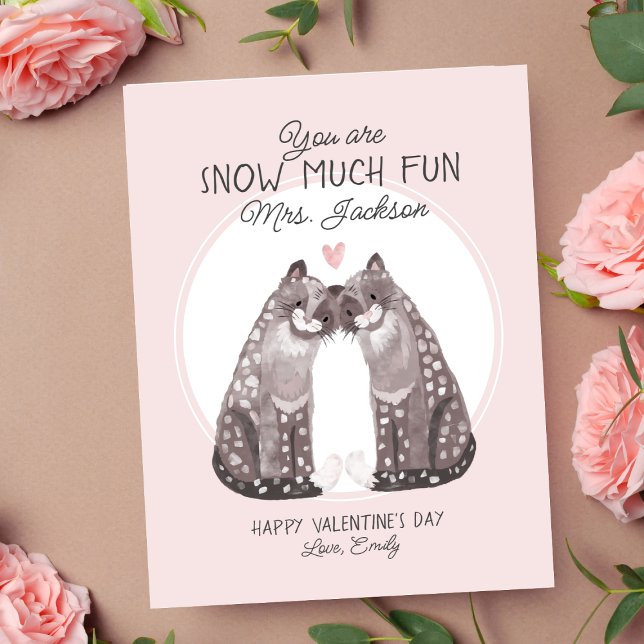 Cartes Pour Fêtes Annuelles Saint-Valentin Léopard des neiges Professeur Saint (Créateur téléchargé)