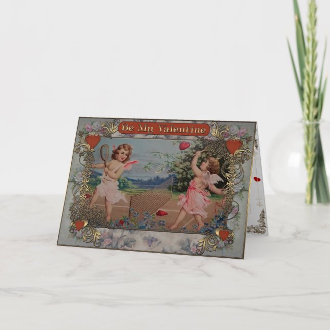 Cartes Pour Fêtes Annuelles Saint-Valentin - Les enfants jouent au coeur du te (Devant)