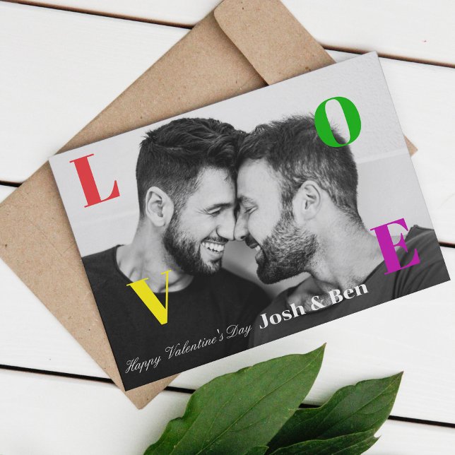 Cartes Pour Fêtes Annuelles Saint-Valentin LGBT personnalisé avec photo et mon (Créateur téléchargé)