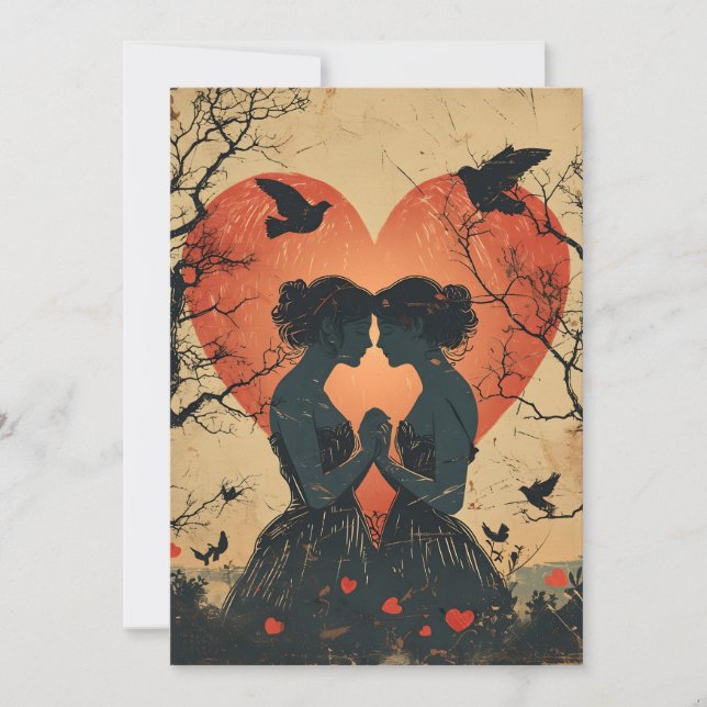 Cartes Pour Fêtes Annuelles Saint-Valentin LGBTQ vintage (Devant)