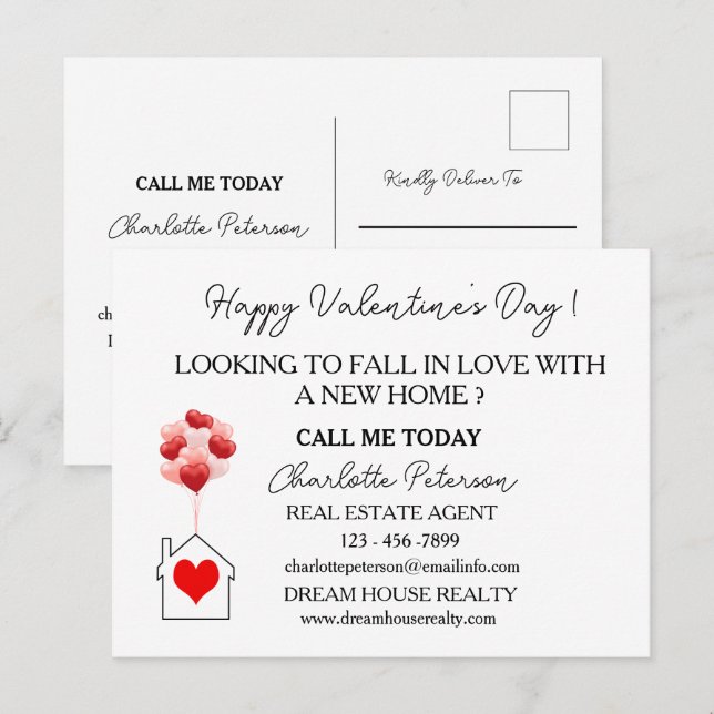 Cartes Pour Fêtes Annuelles Saint Valentin Marketing immobilier Agriculture (Devant / Derrière)