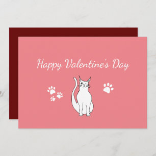 Cartes Pour Fêtes Annuelles Saint-Valentin mignon chat en rouge rose