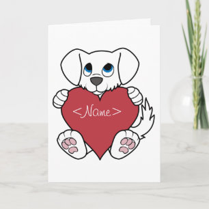Cartes Pour Fêtes Annuelles Saint Valentin mignon chien blanc avec coeur rouge