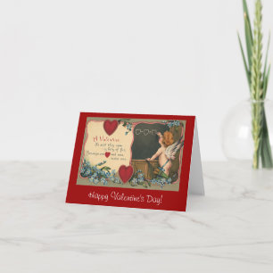 Cartes Pour Fêtes Annuelles Saint-Valentin mignon vintage, chérubin enseignant
