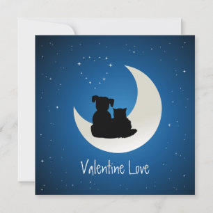 Cartes Pour Fêtes Annuelles Saint Valentin mignonne chat chien amour