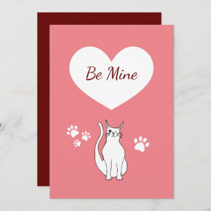 Cartes Pour Fêtes Annuelles Saint-Valentin mignonne main chaton tiré rose roug