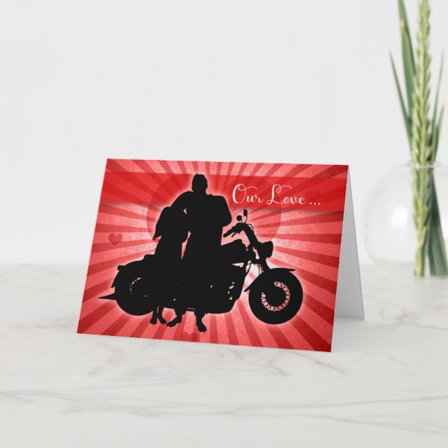 Cartes Pour Fêtes Annuelles Saint Valentin Motorcycle Couple en amour (Devant)