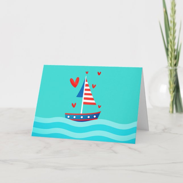 Cartes Pour Fêtes Annuelles Saint-Valentin nautique (Devant)