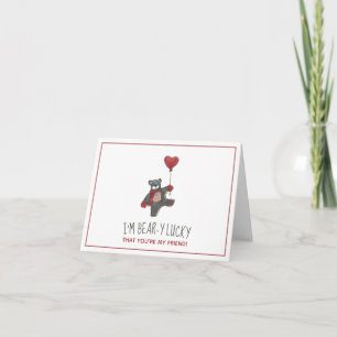 Cartes Pour Fêtes Annuelles Saint-Valentin Ours chanceux avec des vacances en