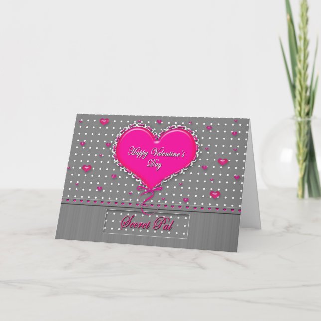 Cartes Pour Fêtes Annuelles Saint Valentin Pal Secret - Grey/Rose/Polka Dot (Devant)