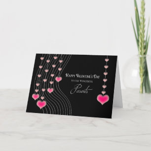 Cartes Pour Fêtes Annuelles Saint-Valentin - parents - noir/coeurs roses