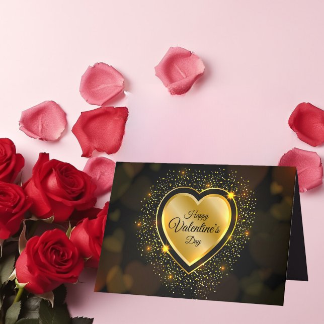Cartes Pour Fêtes Annuelles Saint-Valentin Parkling coeur doré Noir (Créateur téléchargé)