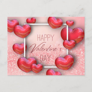 Cartes Pour Fêtes Annuelles Saint Valentin Parties scintillant Coeurs rouges -
