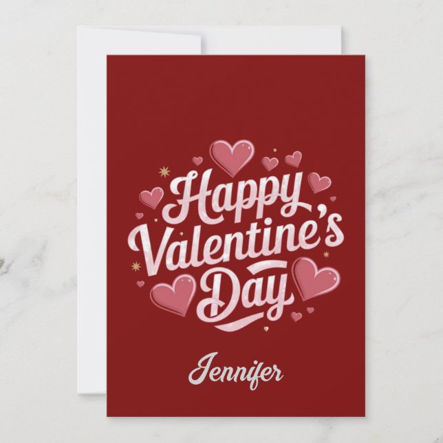 Cartes Pour Fêtes Annuelles Saint-Valentin personnalisé Cœur rouge (Devant)