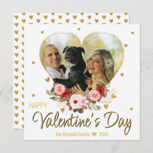 Cartes Pour Fêtes Annuelles Saint Valentin Photo Coeur Parties scintillant Or 