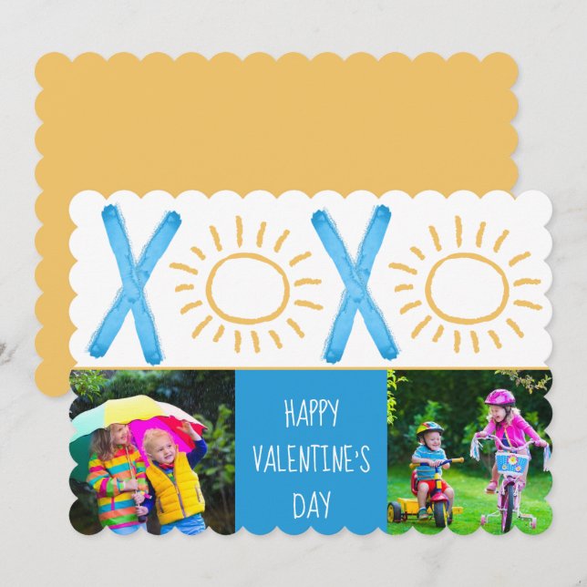 Cartes Pour Fêtes Annuelles Saint Valentin Photo Enfants mignons Sunny XOXO (Devant / Derrière)