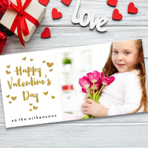 Cartes Pour Fêtes Annuelles Saint Valentin Photo Glittery Gold Sparkle Hearts