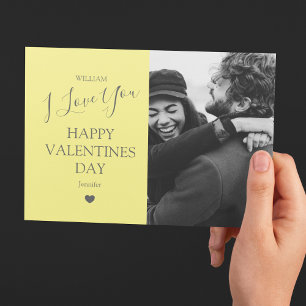Cartes Pour Fêtes Annuelles Saint-Valentin Photo Jaune Et Gris Moderne