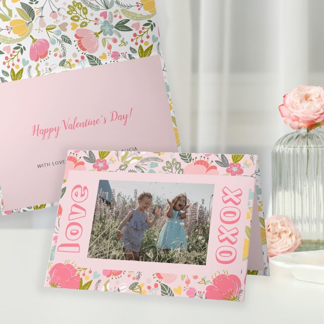Cartes Pour Fêtes Annuelles Saint Valentin photo mignonne rose meilleurs amis (Créateur téléchargé)