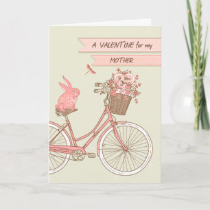 Cartes Pour Fêtes Annuelles Saint-Valentin pour la mère, bicyclette, lapin