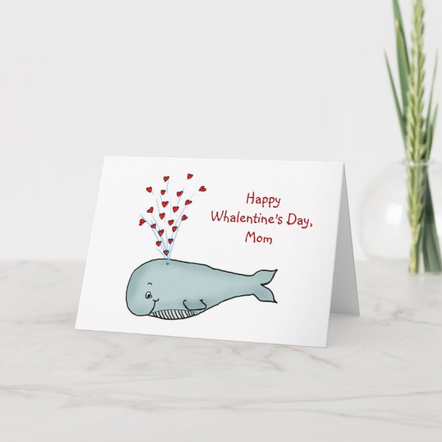 Cartes Pour Fêtes Annuelles Saint-Valentin pour maman - Belle baleine avec coe (Devant)