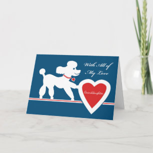 Cartes Pour Fêtes Annuelles Saint-Valentin pour petite-fille, mignonne caniche