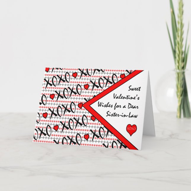 Cartes Pour Fêtes Annuelles Saint Valentin pour Soeur en Droit, XOXO Design (Devant)