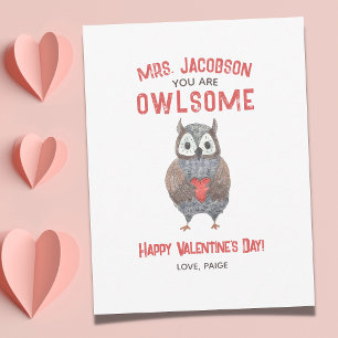 Cartes Pour Fêtes Annuelles Saint-Valentin Professeur Hibou Incroyable