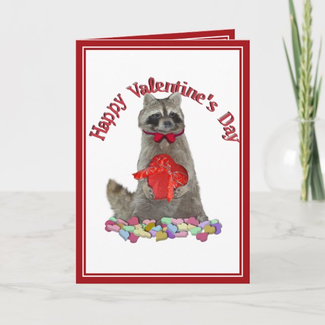 Cartes Pour Fêtes Annuelles Saint Valentin Raccoon Bandit (Devant)