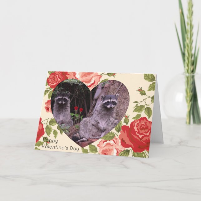 Cartes Pour Fêtes Annuelles Saint Valentin - Raccoons (Devant)