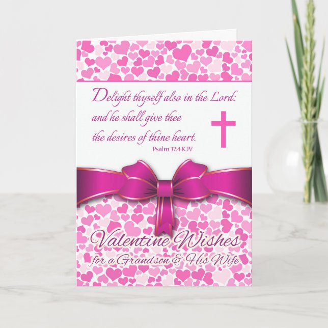 Cartes Pour Fêtes Annuelles Saint Valentin religieux pour grand-fils et femme, (Devant)