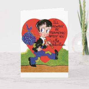 Cartes Pour Fêtes Annuelles Saint-Valentin Rétro, Cœur de garçon vagabond vint
