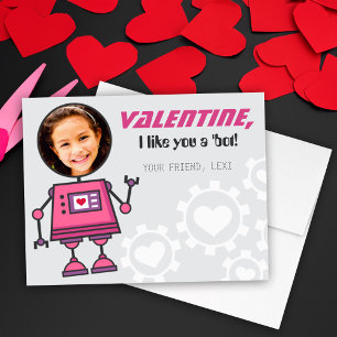 Cartes Pour Fêtes Annuelles Saint-Valentin Robot Rose Fille Photo Classe