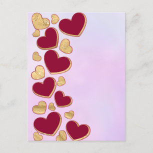 Cartes Pour Fêtes Annuelles Saint-Valentin romantique   Coeur Bourgogne et Or