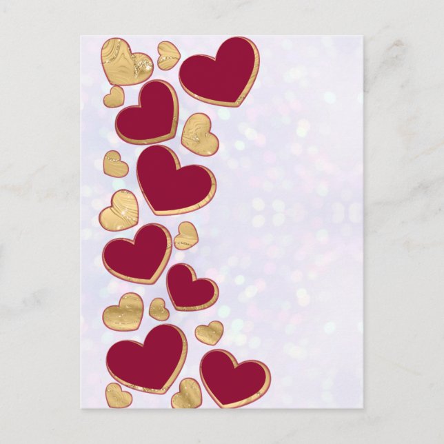Cartes Pour Fêtes Annuelles Saint-Valentin romantique | Coeur Bourgogne et Or (Devant)