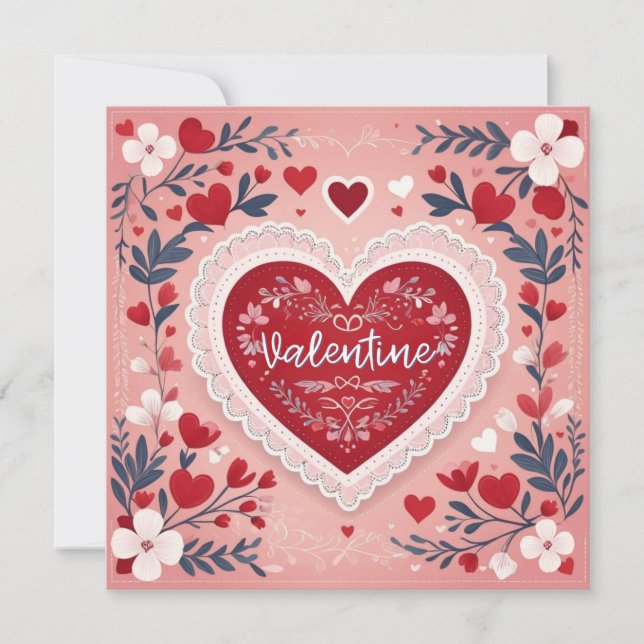 Cartes Pour Fêtes Annuelles Saint Valentin Romantique Traditionnelle Fleurs de (Devant)
