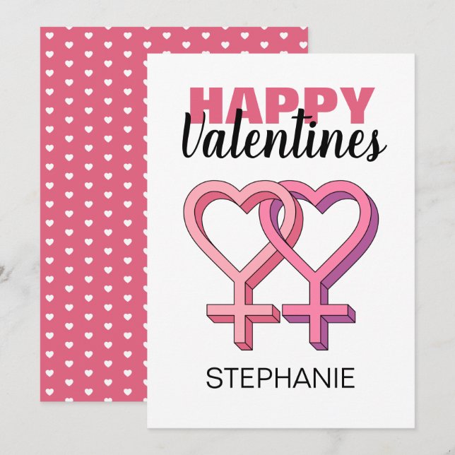 Cartes Pour Fêtes Annuelles Saint-Valentin Rose Moderne (Devant / Derrière)