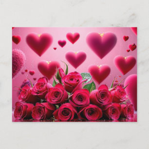 Cartes Pour Fêtes Annuelles Saint Valentin Roses rouges et coeurs