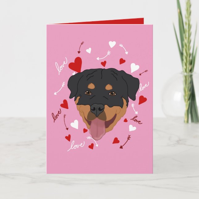 Cartes Pour Fêtes Annuelles Saint-Valentin Rottweiler (Devant)