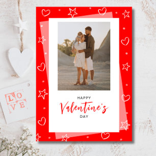 Cartes Pour Fêtes Annuelles Saint-Valentin Rouge Minimaliste Photo 