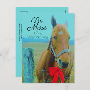 Cartes Pour Fêtes Annuelles Saint Valentin Rustic Blue Horse Red Bow