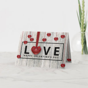 Cartes Pour Fêtes Annuelles Saint-Valentin Rustique Moderne Bois AMOUR Coeurs 