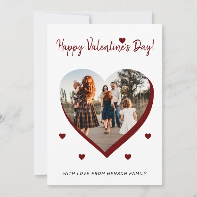Cartes Pour Fêtes Annuelles Saint Valentin`s day Heart Family Photo Script (Devant)
