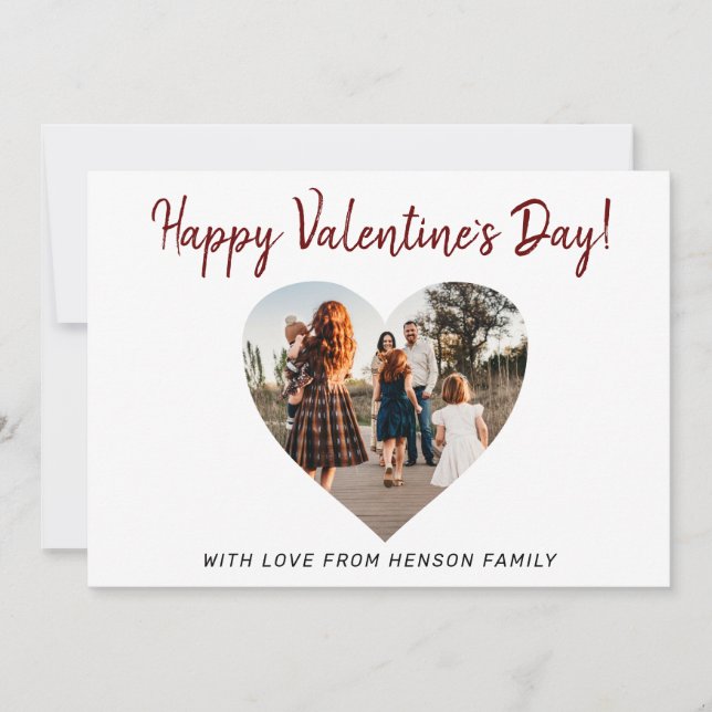 Cartes Pour Fêtes Annuelles Saint Valentin`s day Heart Family Photo Script (Devant)