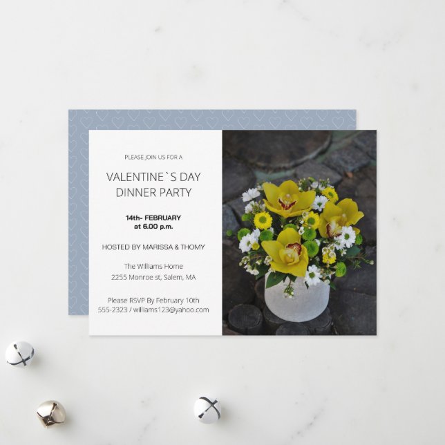 Cartes Pour Fêtes Annuelles Saint Valentin`s Dîner fêté moderne Script photo (Devant/Arrière en situation)