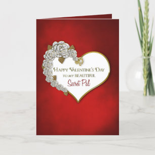 CARTES POUR FÊTES ANNUELLES SAINT-VALENTIN - SECRET PAL-RED/WHITE/HEART/ROSES