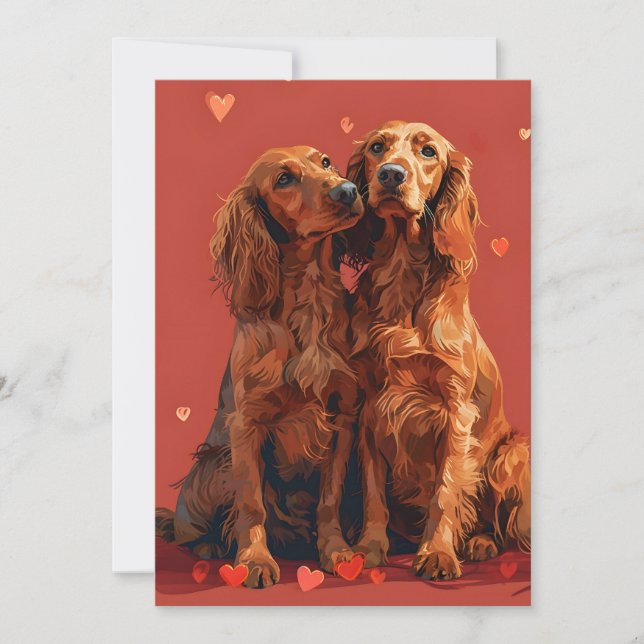 Cartes Pour Fêtes Annuelles Saint-Valentin Setter Irlandais (Devant)